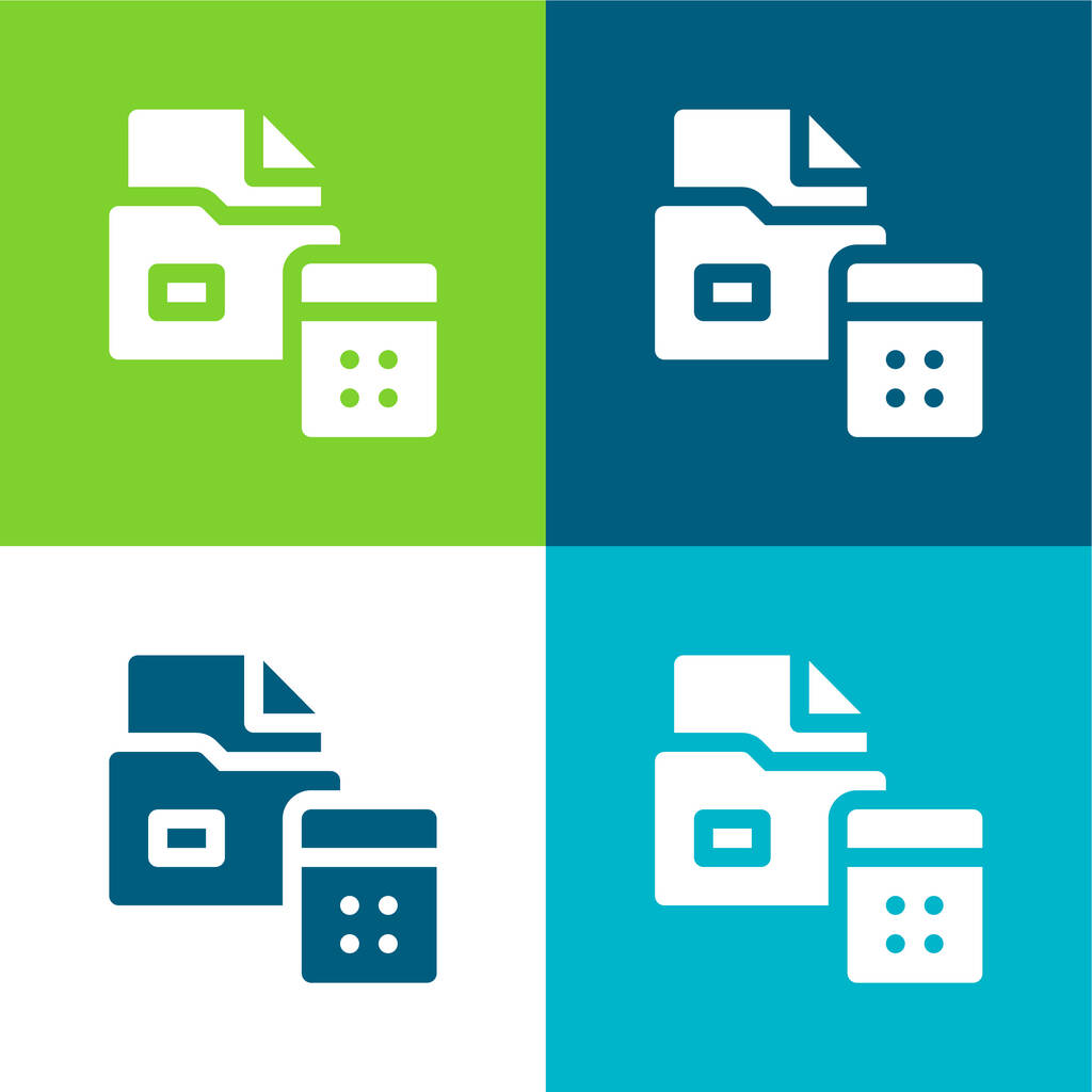 Contabilità Set icona minimale a quattro colori piatto - Vettoriali, immagini