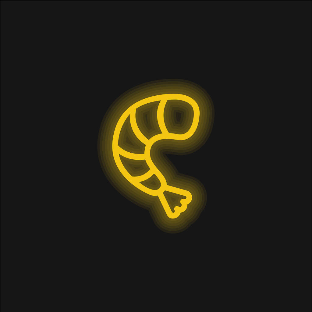 Iso Katkarapu keltainen hehkuva neon kuvake - Vektori, kuva