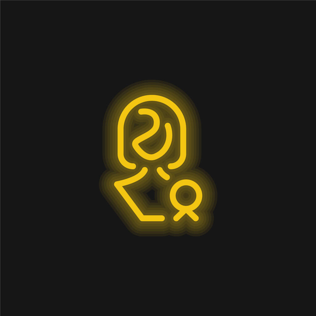 Awarded Lady yellow glowing neon icon - Vector, Image
