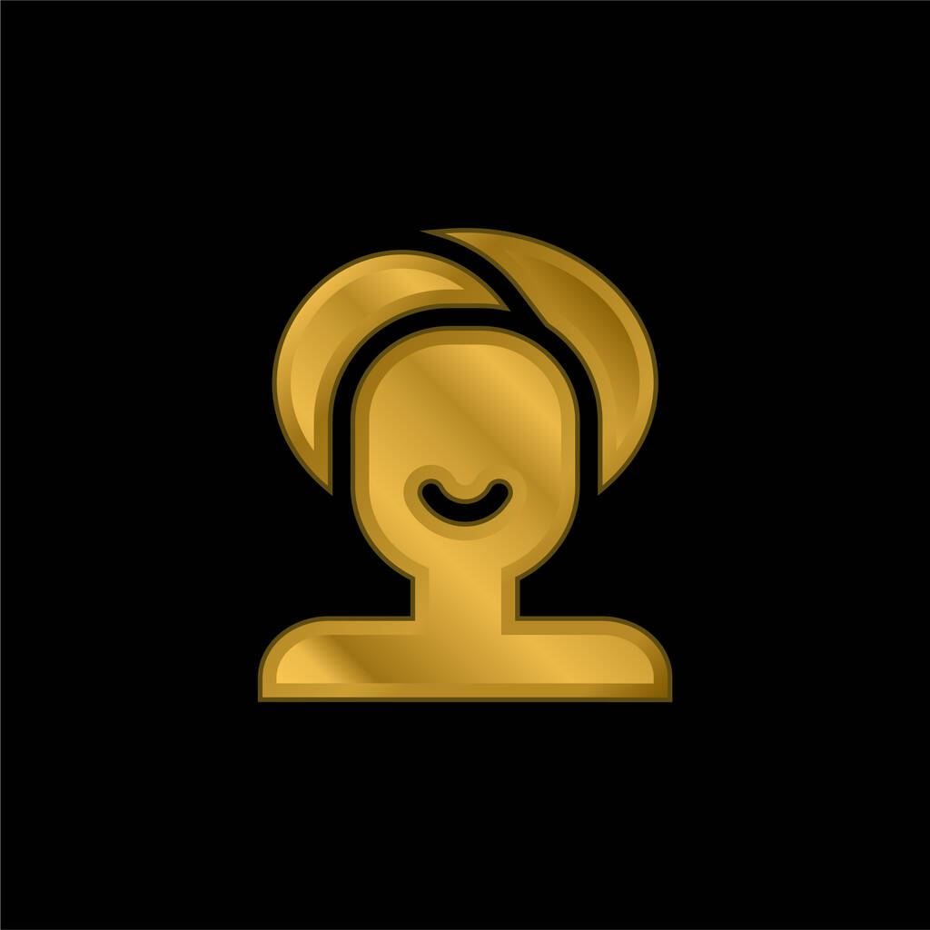 Salão de beleza banhado a ouro ícone metálico ou vetor logotipo - Vetor, Imagem