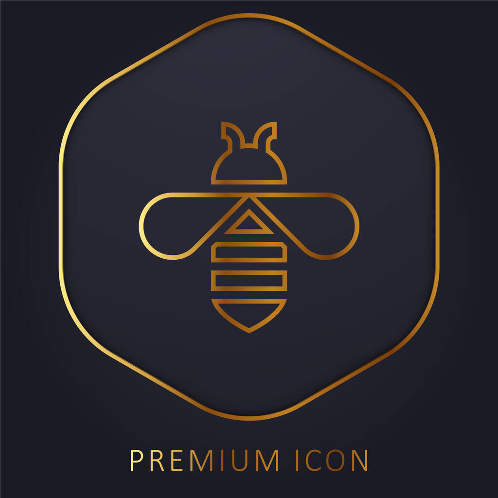 Abeille ligne d'or logo premium ou icône - Vecteur, image