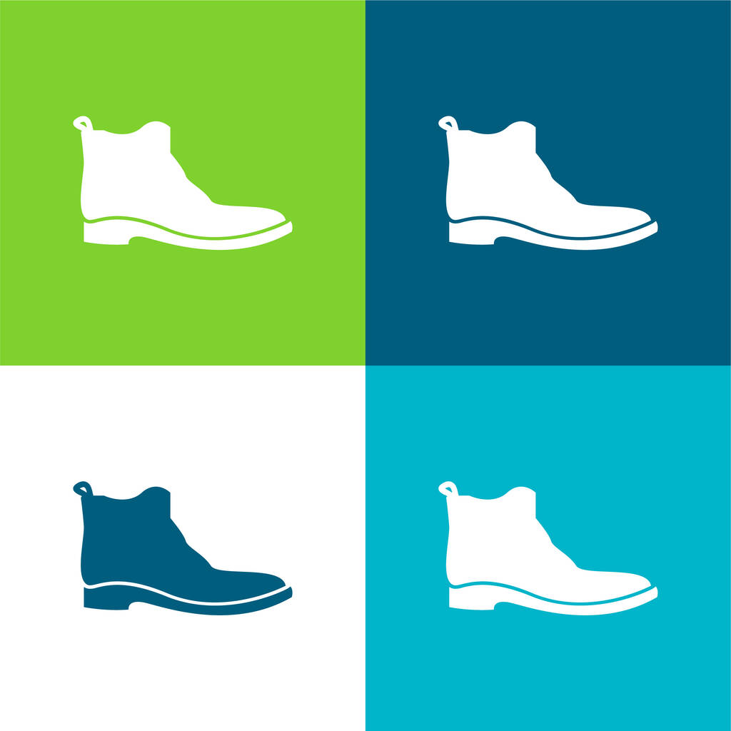 Boot Flat four color minimal icon set - Vector, Image