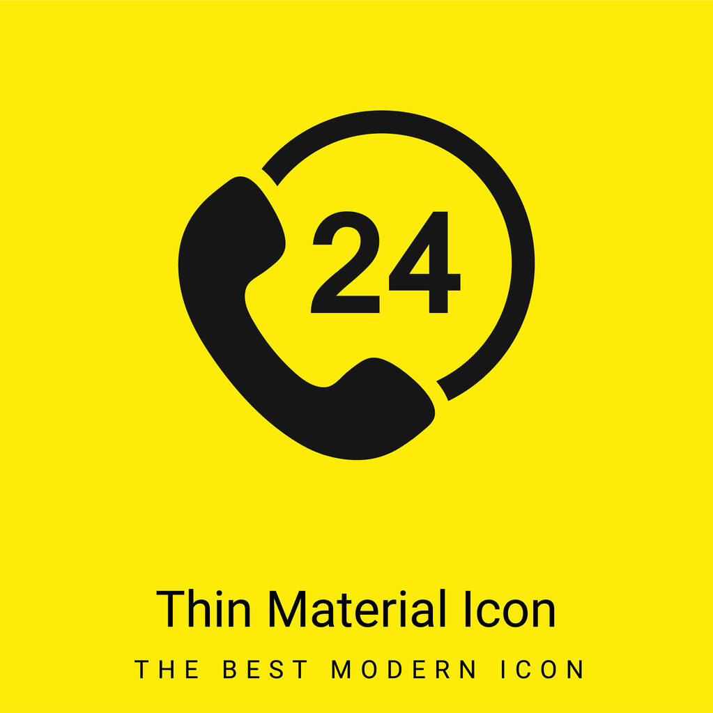 24 часа Звонки минимальный ярко-желтый значок материала - Вектор,изображение