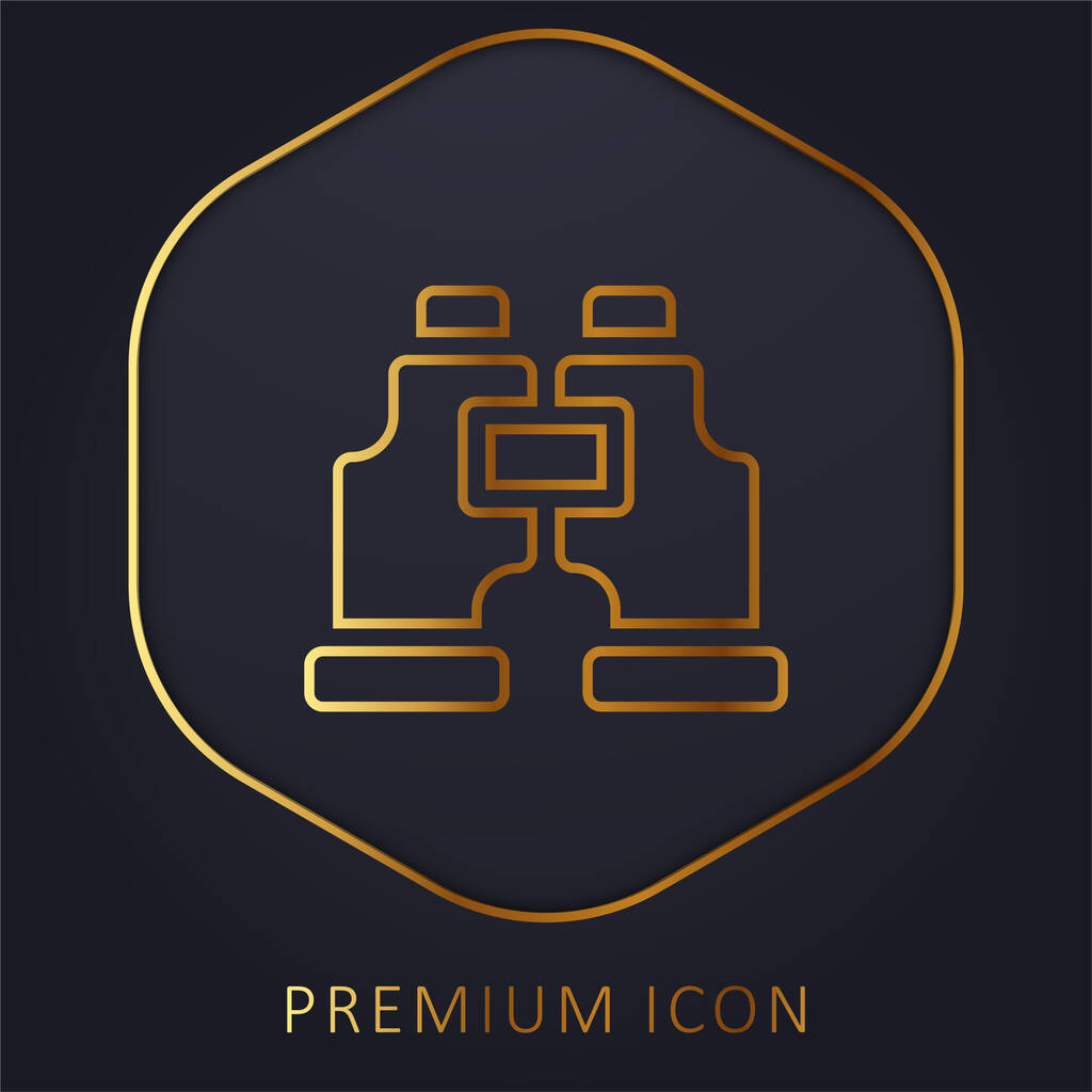 Бинокли золотой линии премиум логотип или значок - Вектор,изображение