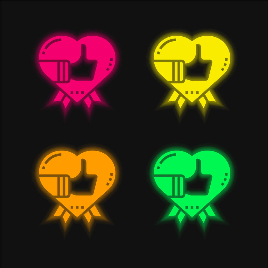 Ocena cztery kolory świecące neon wektor ikona - Wektor, obraz