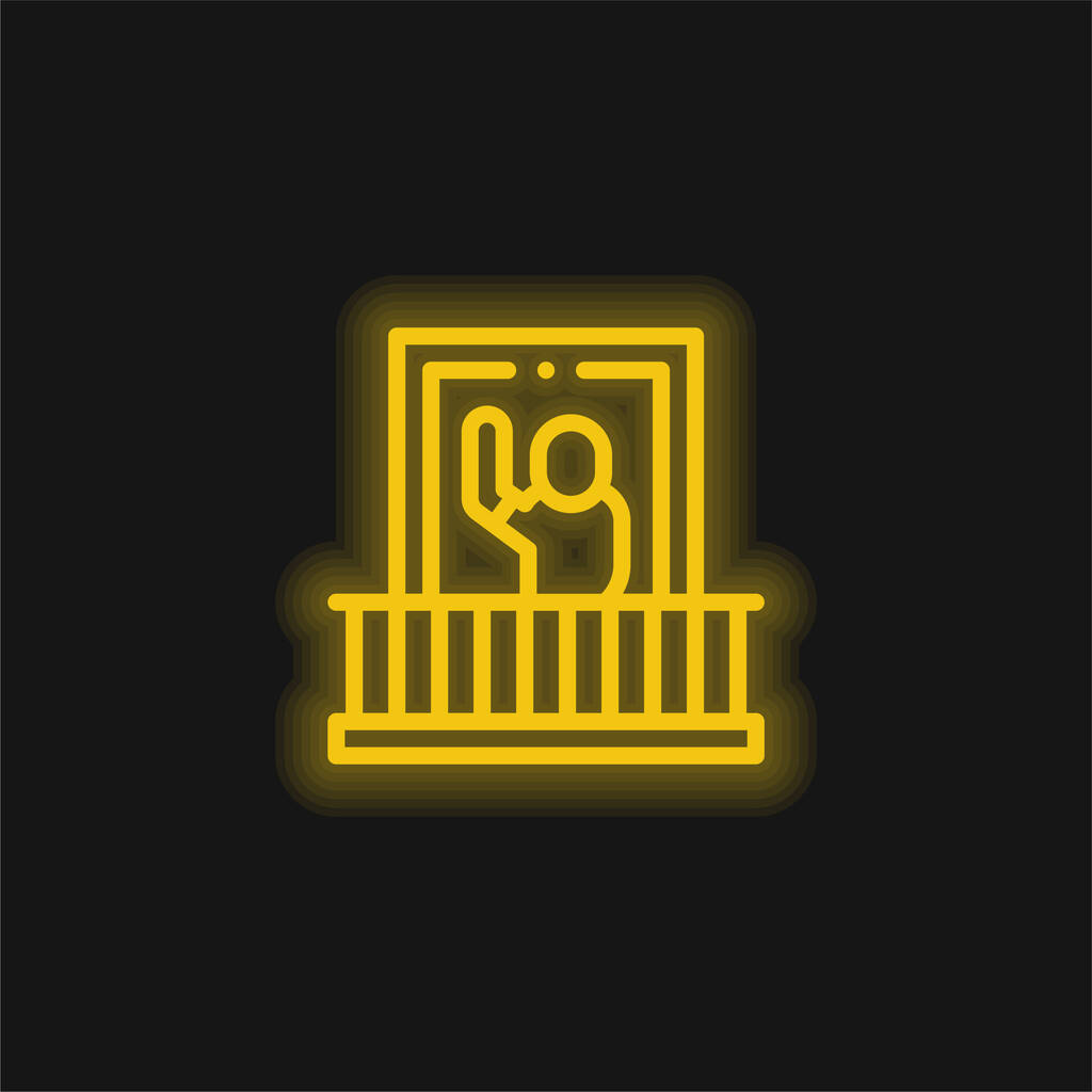 Balcon jaune flamboyant icône néon - Vecteur, image
