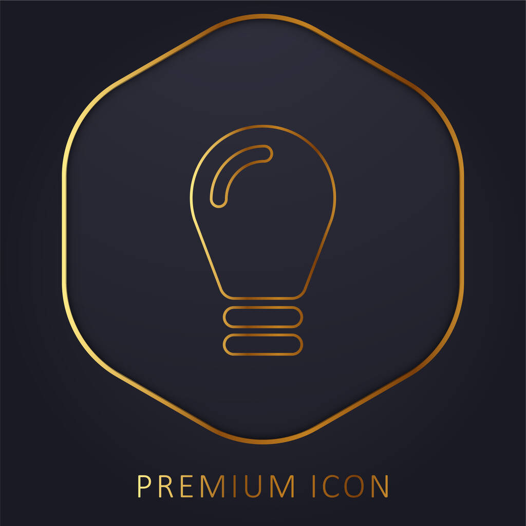 Lâmpada preta linha dourada logotipo premium ou ícone - Vetor, Imagem