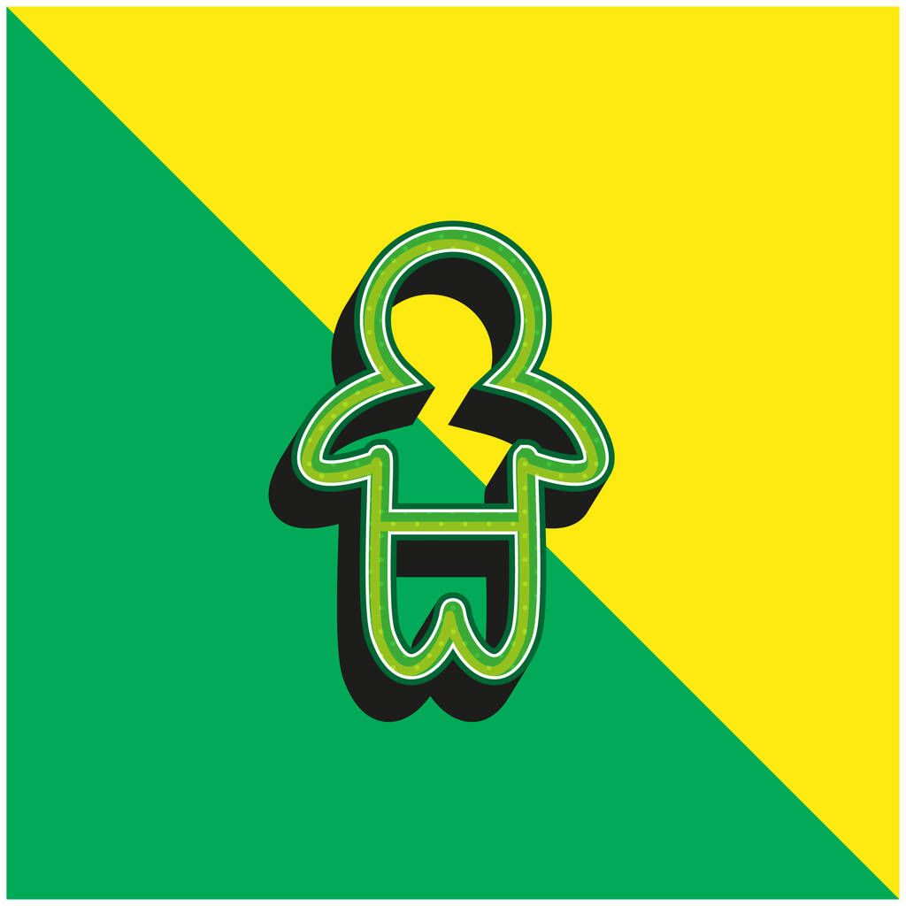 Baby Standing Περίγραμμα Με Παντελόνι Πράσινο και κίτρινο σύγχρονο 3d διάνυσμα εικονίδιο λογότυπο - Διάνυσμα, εικόνα