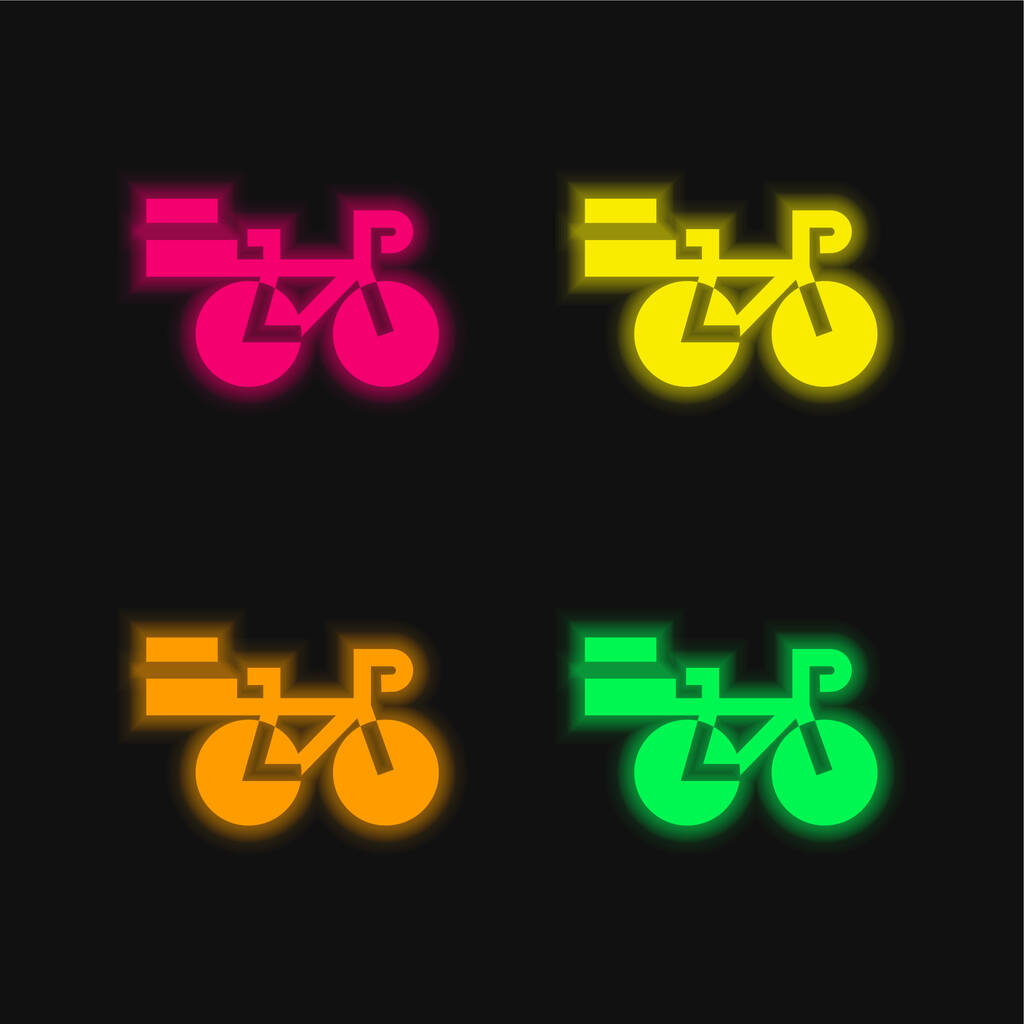 Pyörä neljä väriä hehkuva neon vektori kuvake - Vektori, kuva