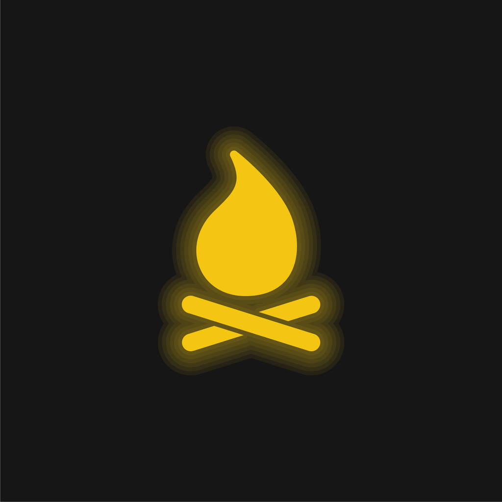 Бонфайр жовта сяюча неонова ікона
 - Вектор, зображення