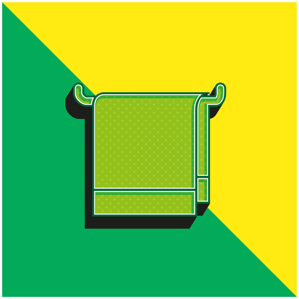 バスルームタオル緑と黄色のモダンな3Dベクトルアイコンのロゴ - ベクター画像