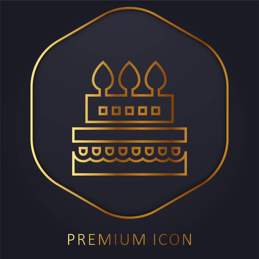 День рождения торт золотая линия премиум логотип или значок - Вектор,изображение