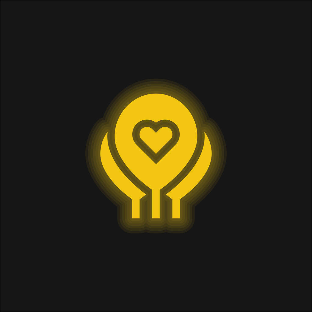 Ballonnen geel gloeiende neon pictogram - Vector, afbeelding