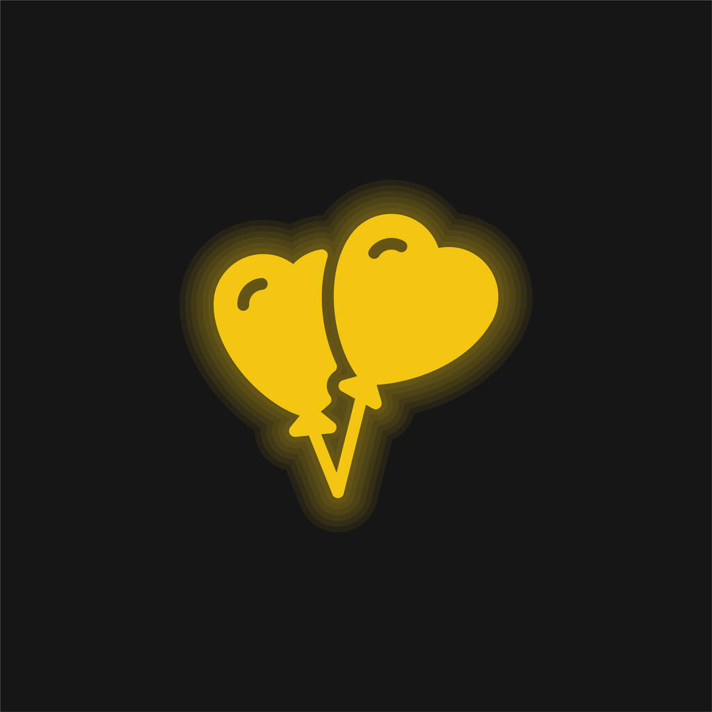 Μπαλόνια κίτρινο λαμπερό νέον εικονίδιο - Διάνυσμα, εικόνα