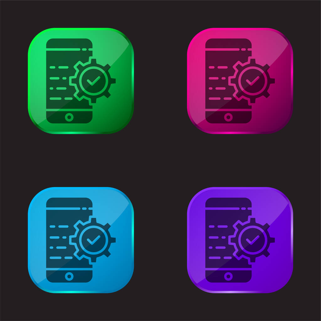 Применение четырехцветная кнопка - Вектор,изображение