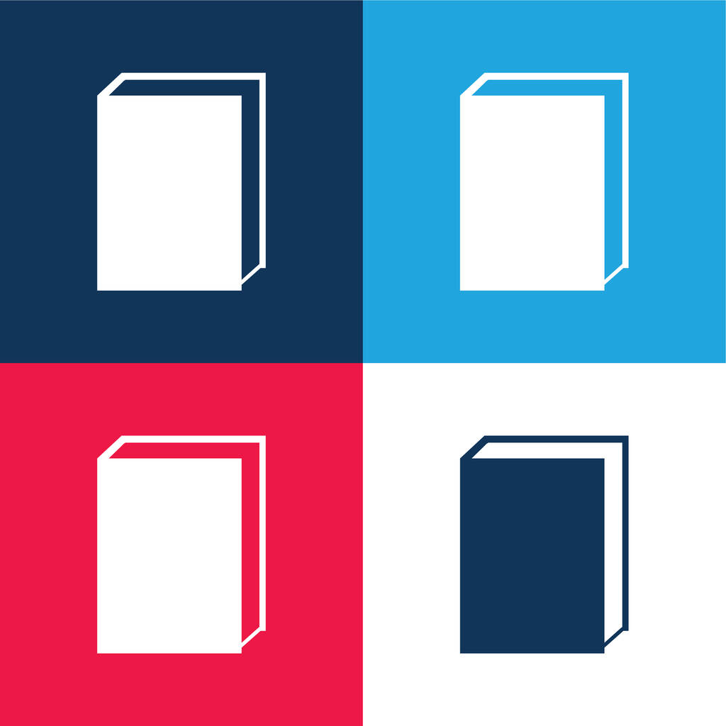 Książka niebieski i czerwony zestaw czterech kolorów minimalny zestaw ikon - Wektor, obraz