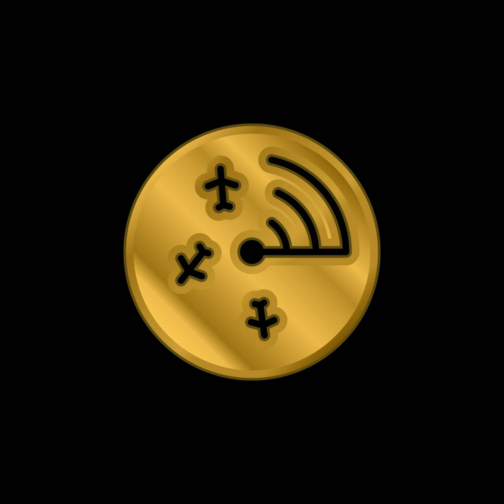 Lotnisko Radar złocone metaliczna ikona lub wektor logo - Wektor, obraz