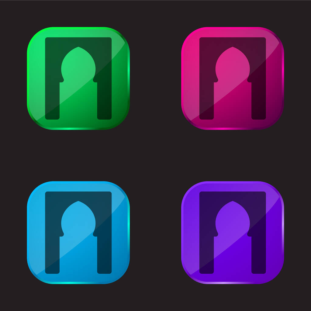 Arch τέσσερις εικονίδιο κουμπί γυαλί χρώμα - Διάνυσμα, εικόνα