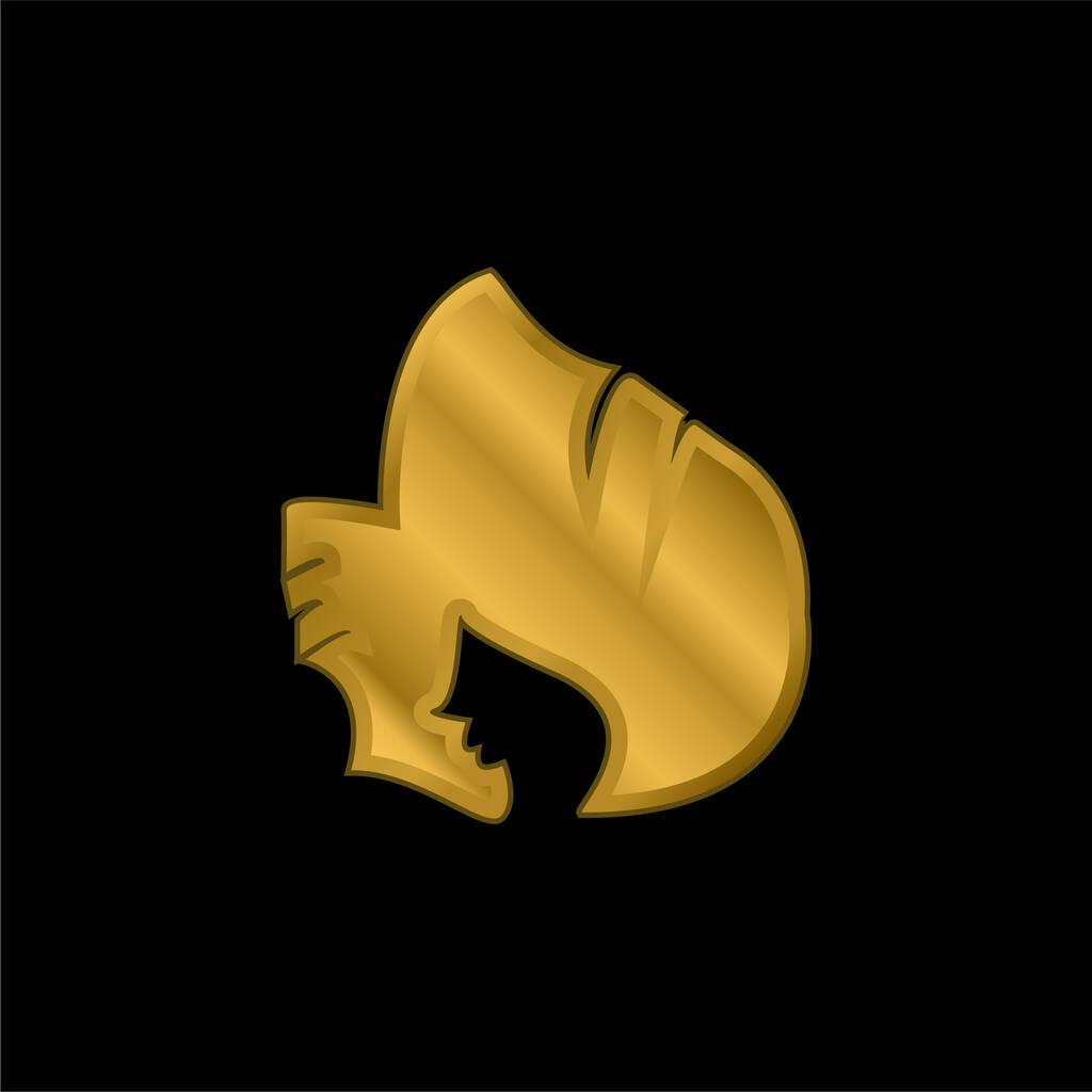 Negro Cabello largo chapado en oro icono metálico o logo vector - Vector, imagen
