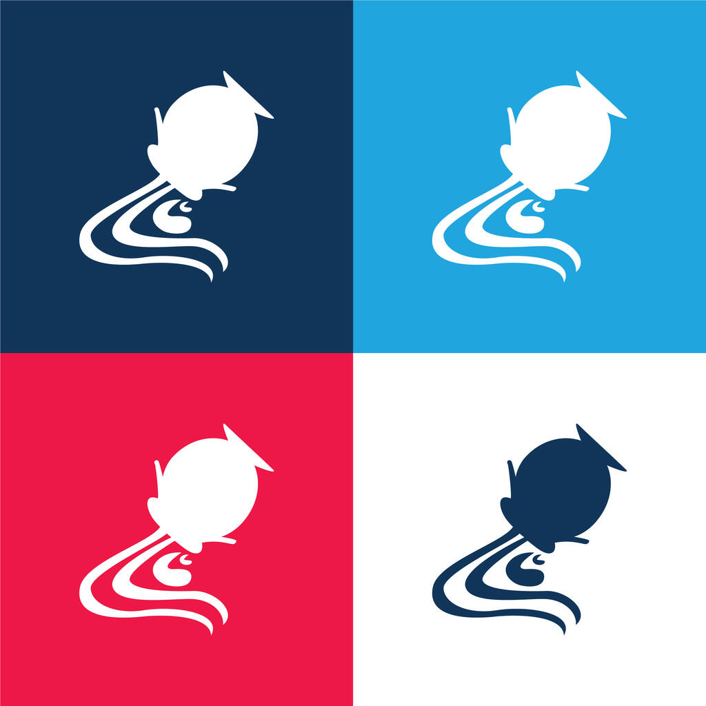 Acuario Signo Símbolo azul y rojo cuatro colores mínimo icono conjunto - Vector, imagen