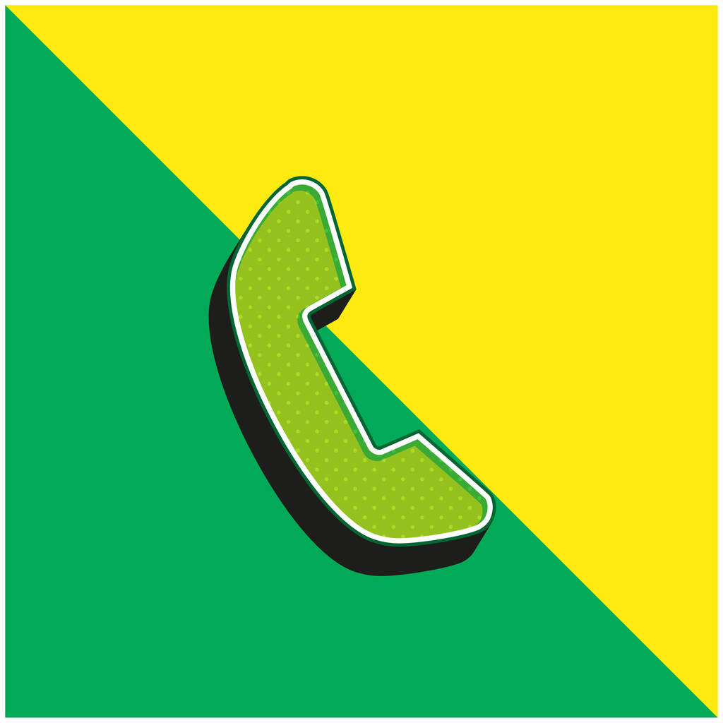 Teléfono negro Auricular verde y amarillo moderno vector 3d icono logo - Vector, imagen