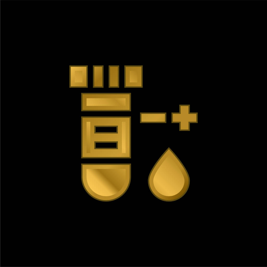 Blood Test gold plated metalic icon or logo vector - Vector, Image