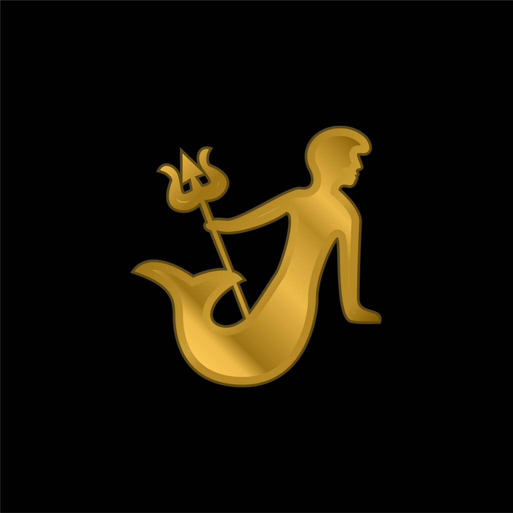 Vodnář Astrologický znak Symbol pozlacená kovová ikona nebo vektor loga - Vektor, obrázek