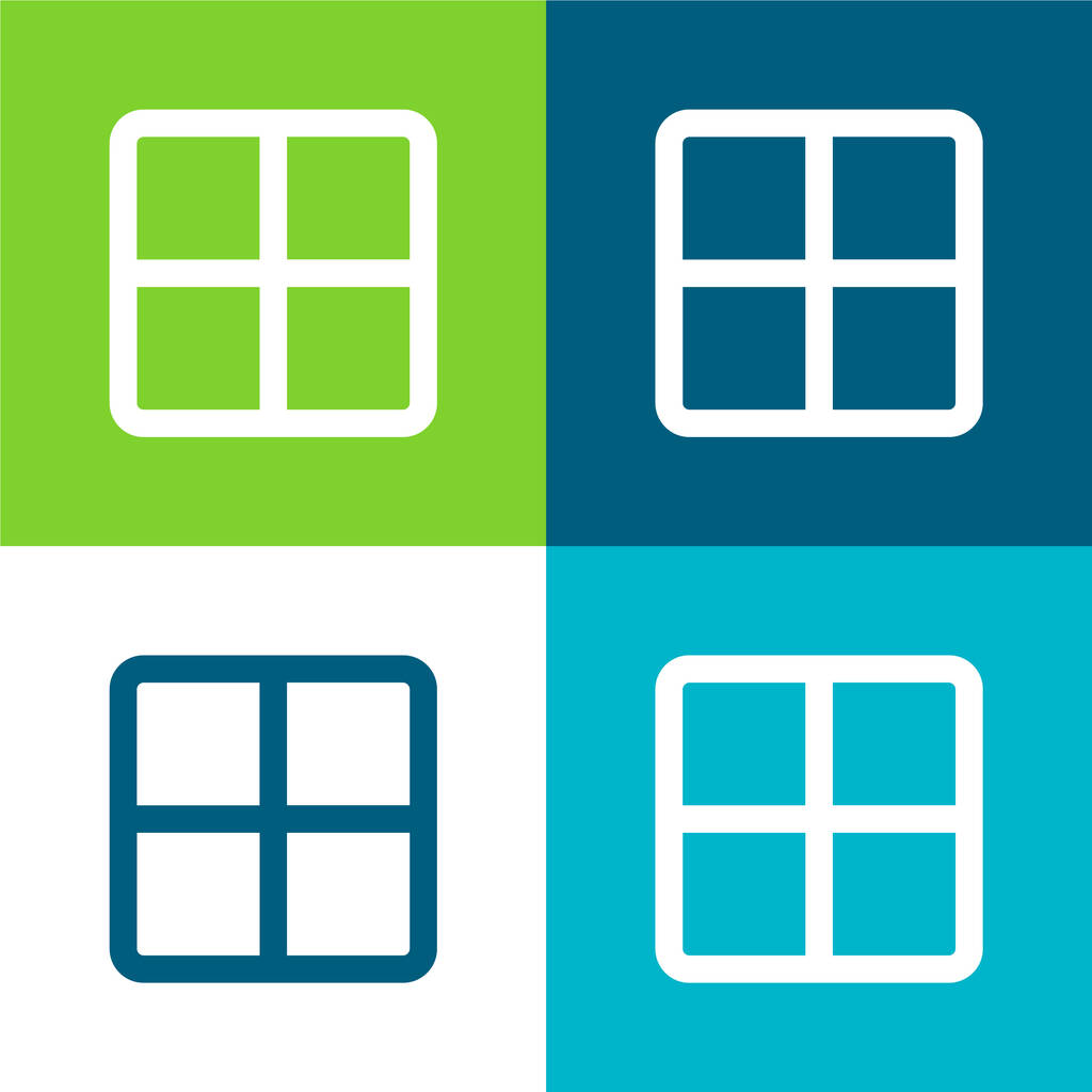 Conjunto de iconos mínimo de cuatro colores plana - Vector, Imagen