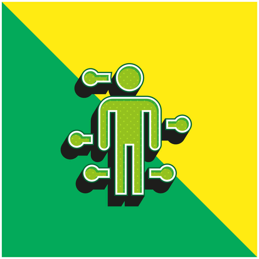 Βελονισμός Πράσινο και κίτρινο σύγχρονο 3d διάνυσμα εικονίδιο λογότυπο - Διάνυσμα, εικόνα