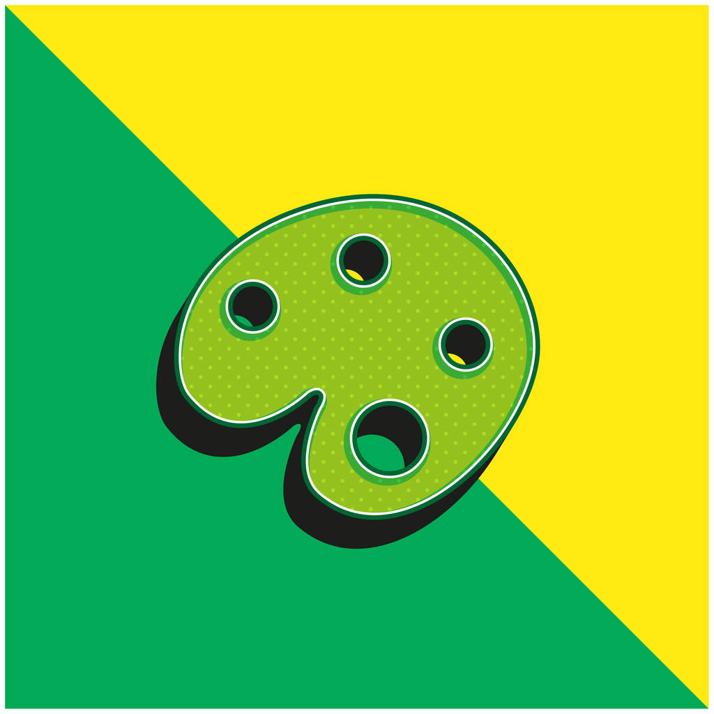 Artist Paint Palette Zelená a žlutá moderní 3D vektorové ikony logo - Vektor, obrázek
