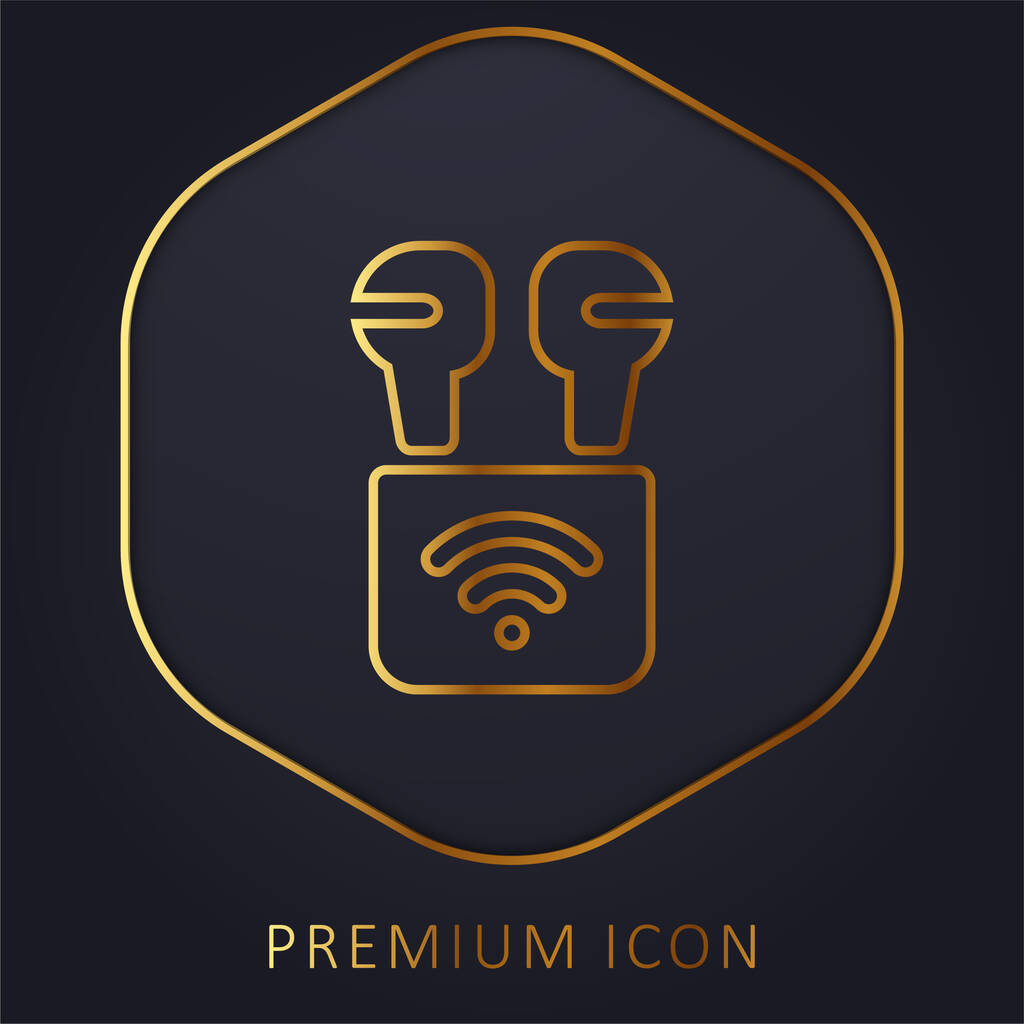 Airpods golden line premium logo or icon - Vector, Image