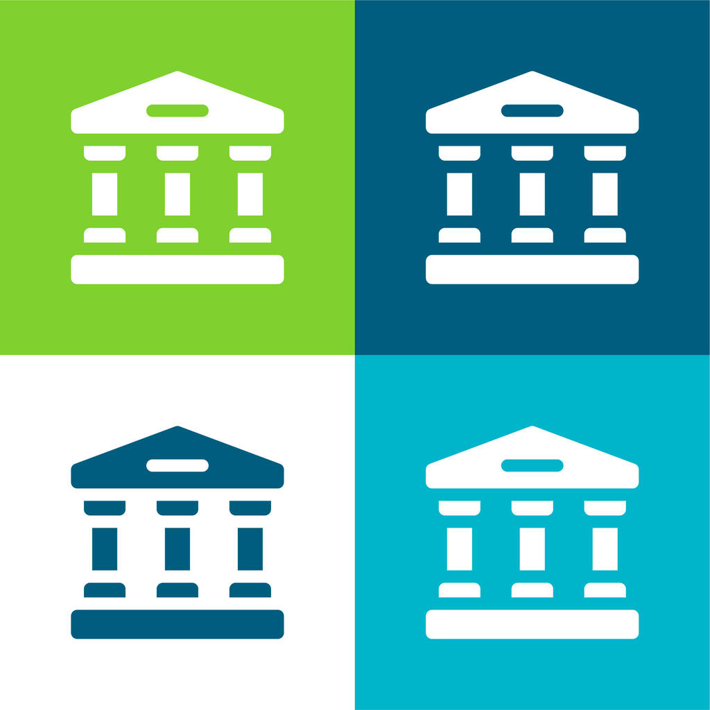 Banco plano de cuatro colores mínimo icono conjunto - Vector, Imagen
