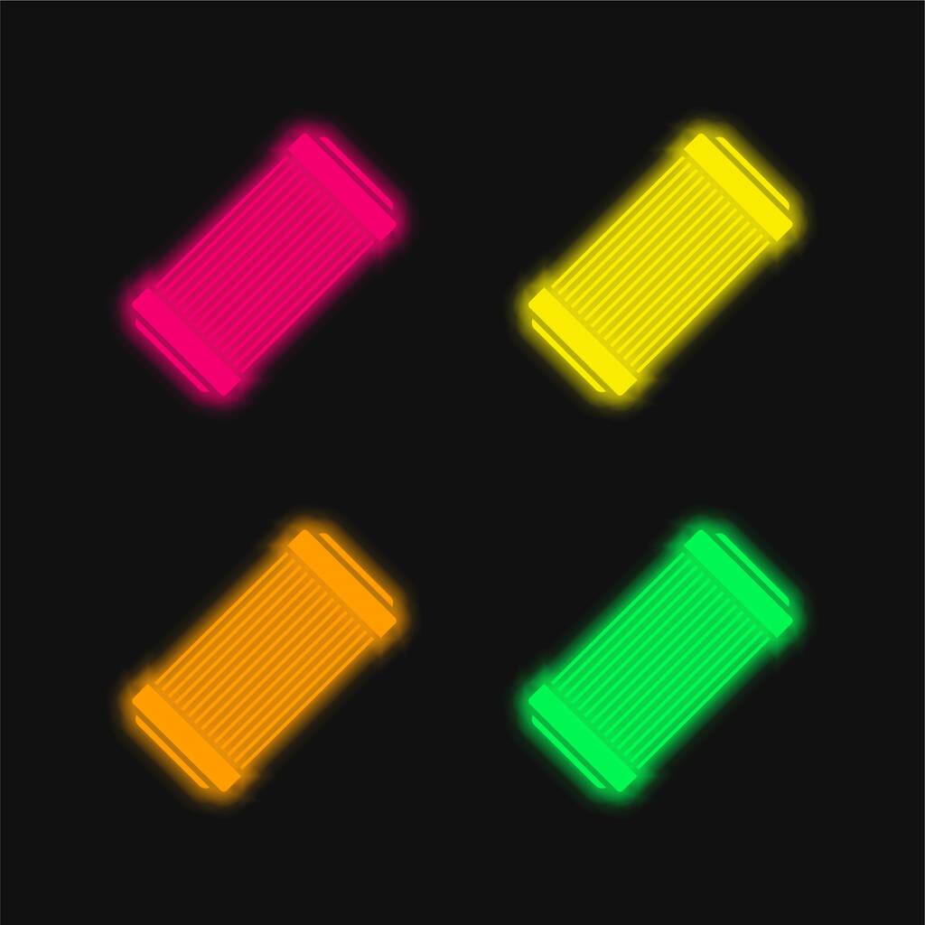 Filtre à air quatre couleurs brillant icône vectorielle néon - Vecteur, image