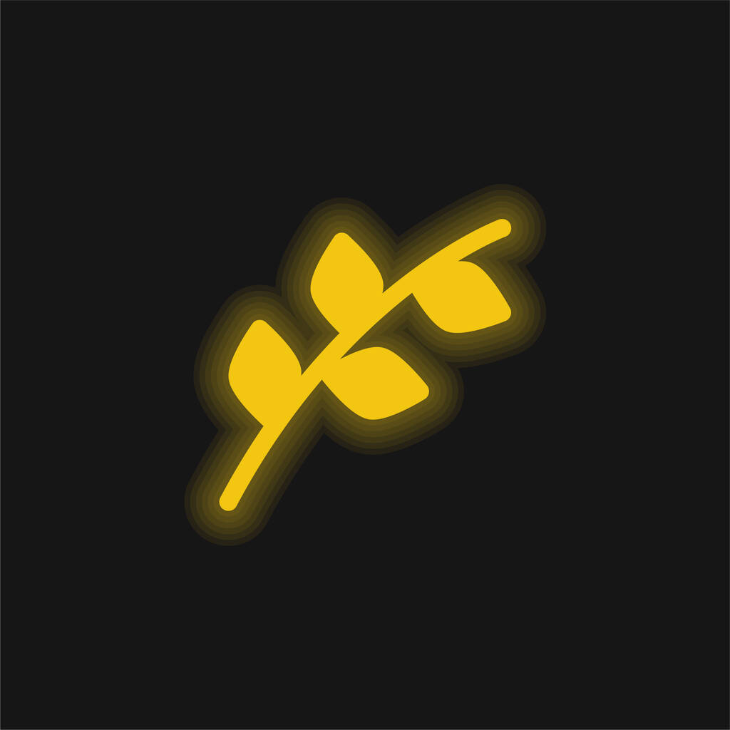 Branch amarelo brilhante ícone de néon - Vetor, Imagem