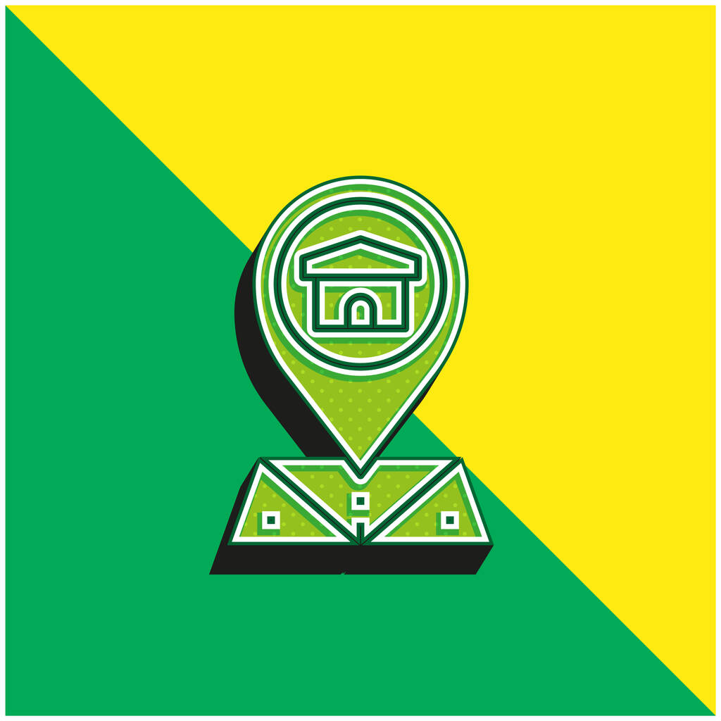 住所緑と黄色の現代的な3Dベクトルアイコンのロゴ - ベクター画像