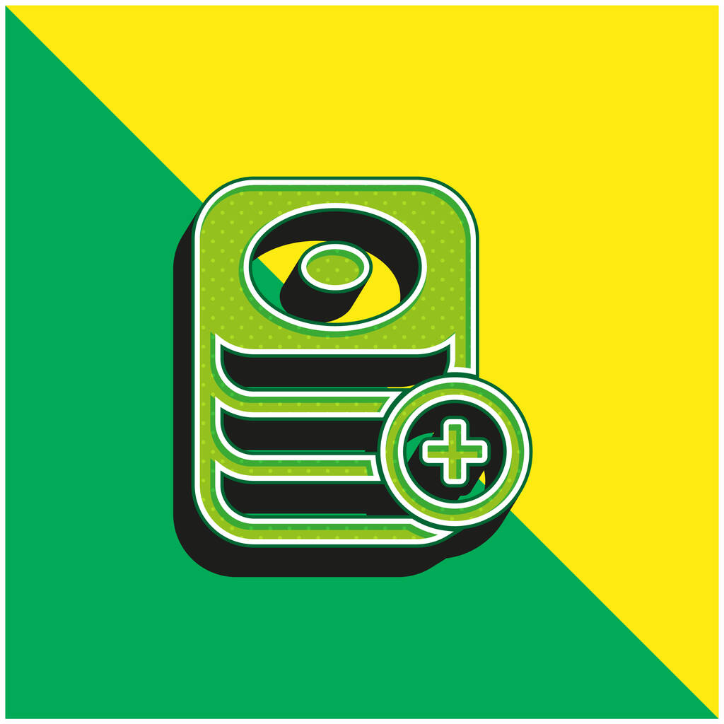 Aggiungere Database Verde e giallo moderno 3d vettoriale icona logo - Vettoriali, immagini