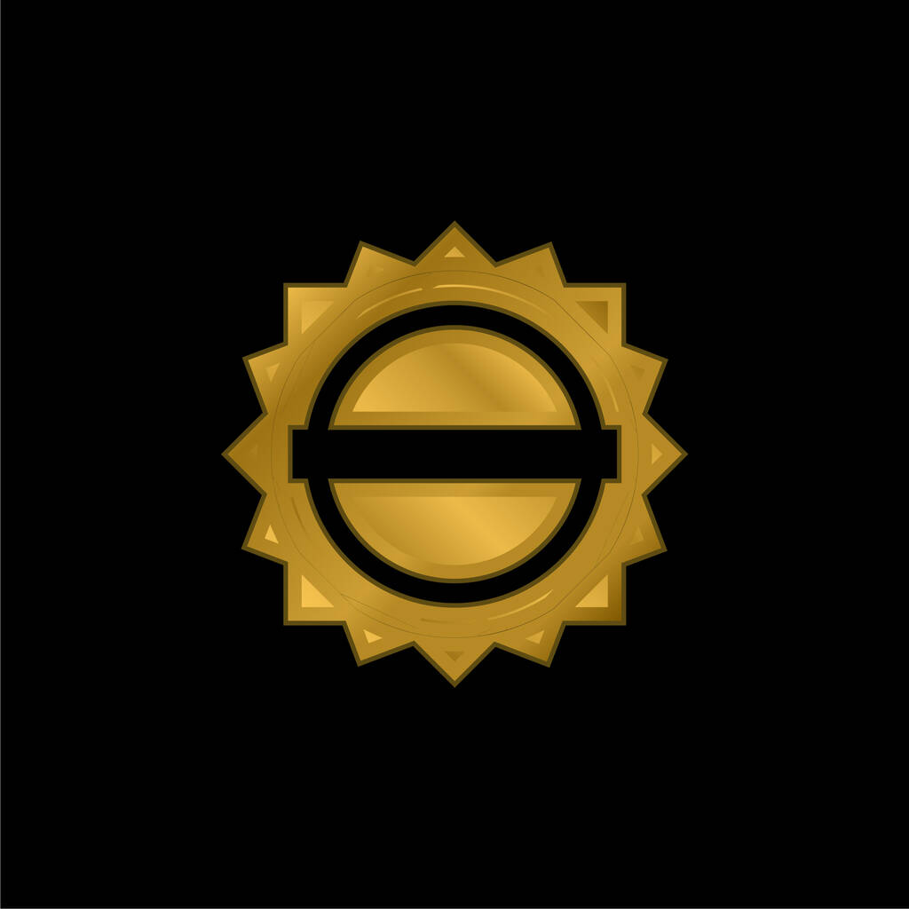 Черная круглая этикетка с позолоченным металлическим символом Белого Знамени или вектором логотипа - Вектор,изображение