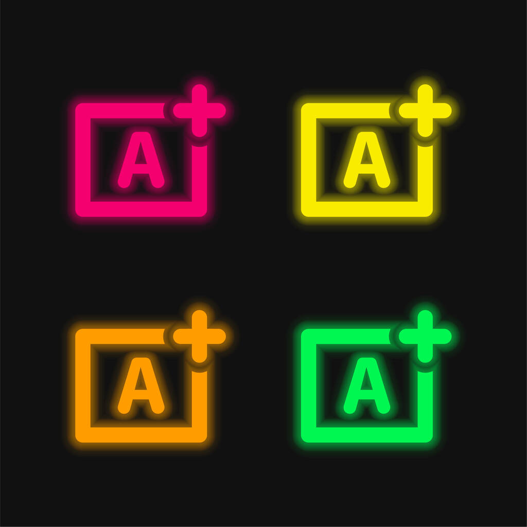 Aperture Priorita čtyři barvy zářící neonový vektor ikona - Vektor, obrázek