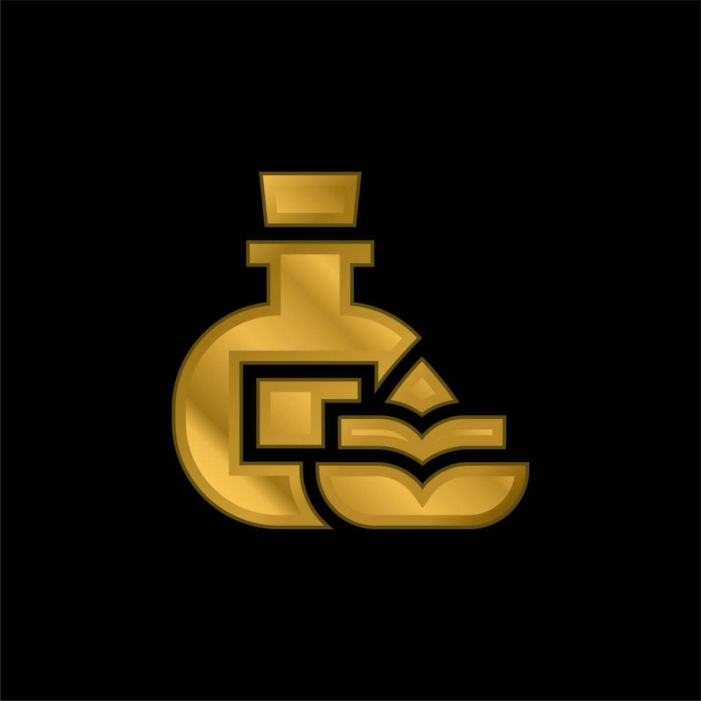 Aromaterapia chapado en oro icono metálico o logo vector - Vector, imagen