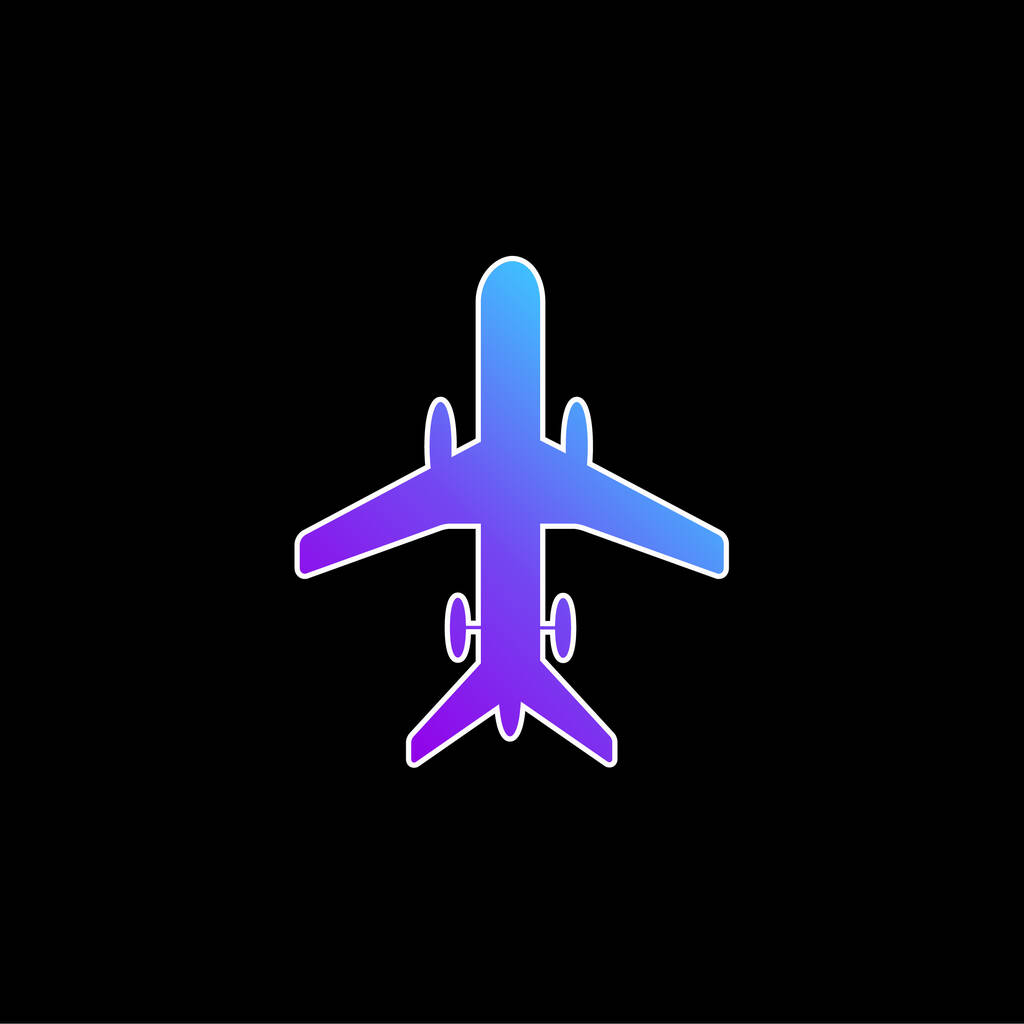 Lentokone, jossa pyörät sininen gradientti vektori kuvake - Vektori, kuva