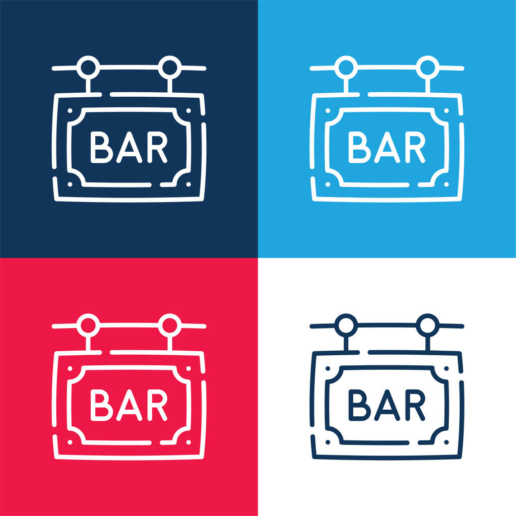 Bar blau und rot vier Farben minimalen Symbolsatz - Vektor, Bild