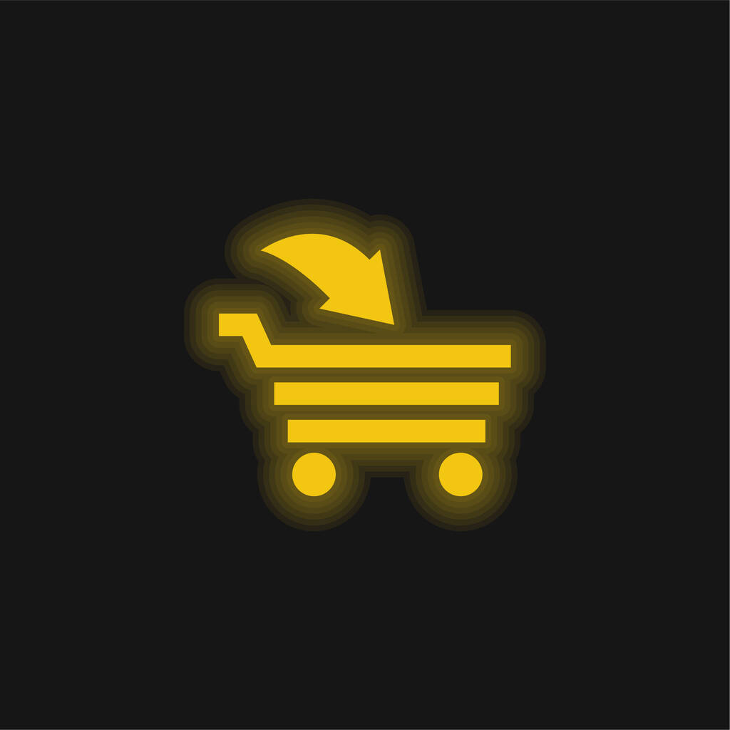Add To Shopping Cart Interface Commercial Symbol yellow glowing neon icon - Vector, Image