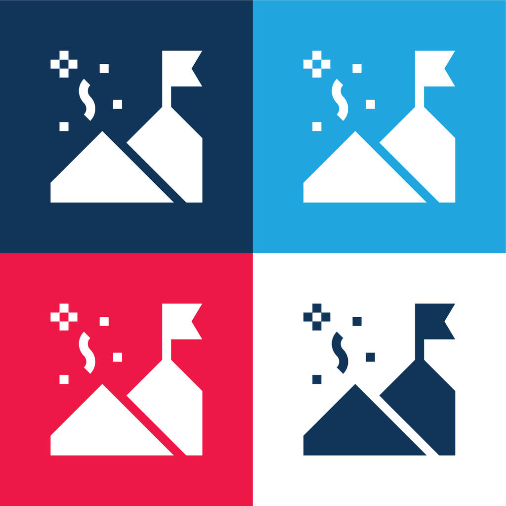 Úspěch modrá a červená čtyři barvy minimální ikona nastavena - Vektor, obrázek