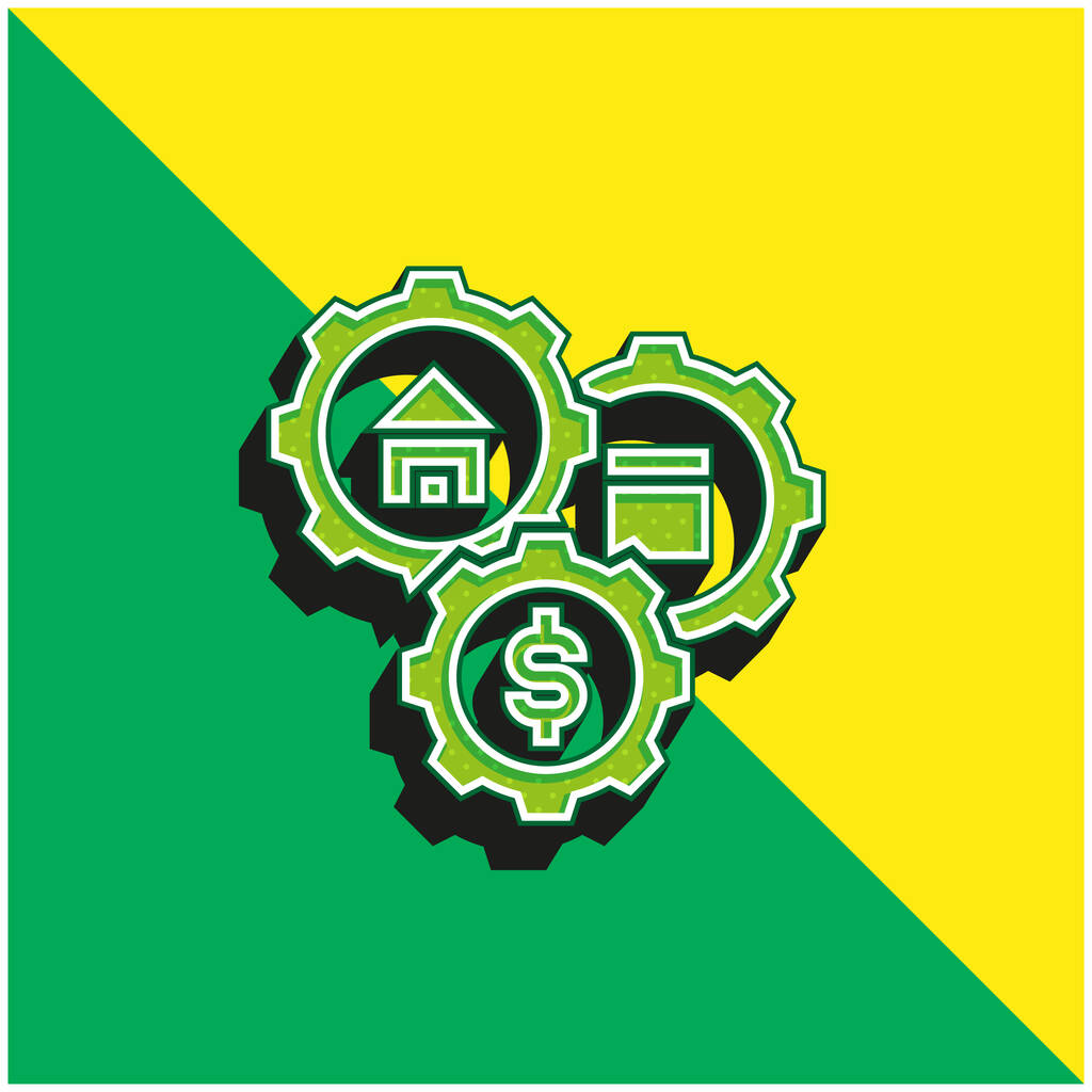 Eszközök Zöld és sárga modern 3D vektor ikon logó - Vektor, kép