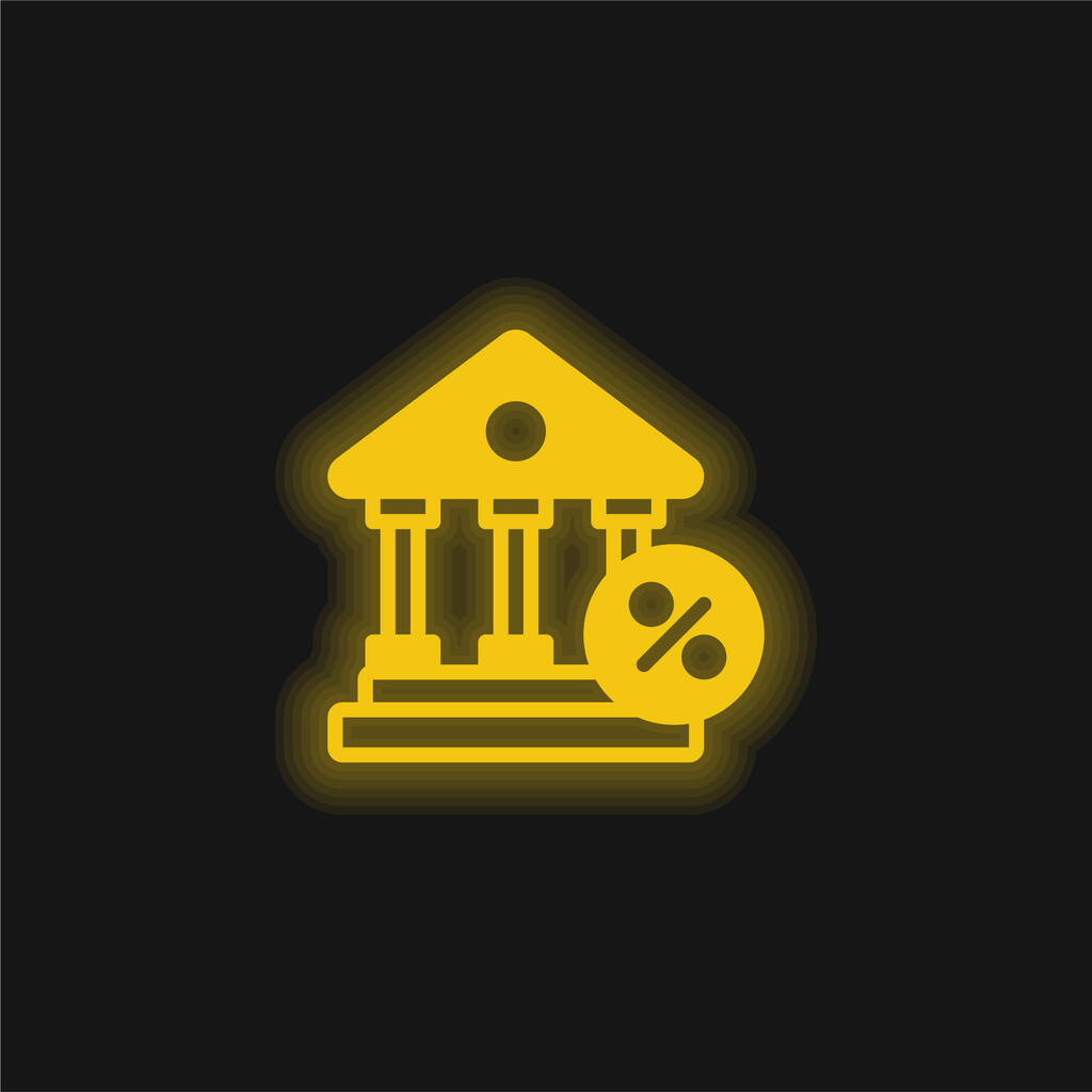 Bankanın sarı parlak neon simgesi - Vektör, Görsel