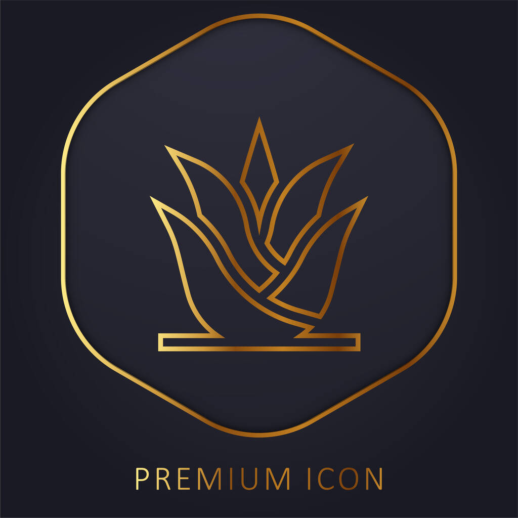 Aloe Vera linea dorata logo premium o icona - Vettoriali, immagini