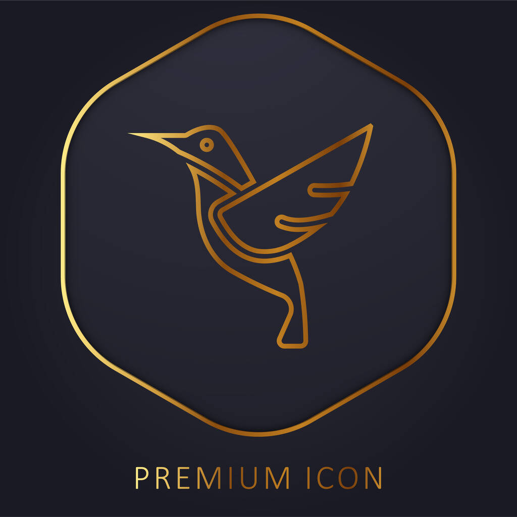 Pájaro línea de oro logotipo premium o icono - Vector, Imagen