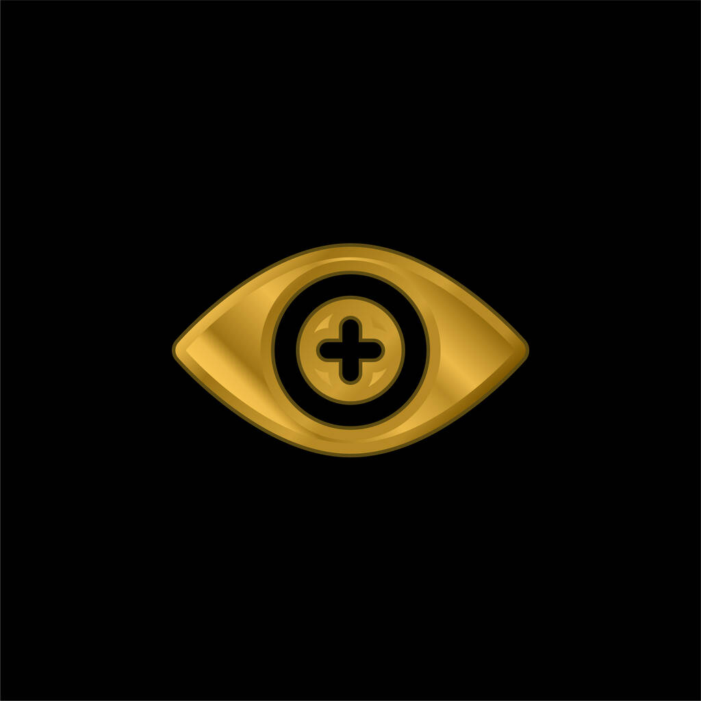 Bionic Contact Lens gold plated metalic icon or logo vector - Vector, Image