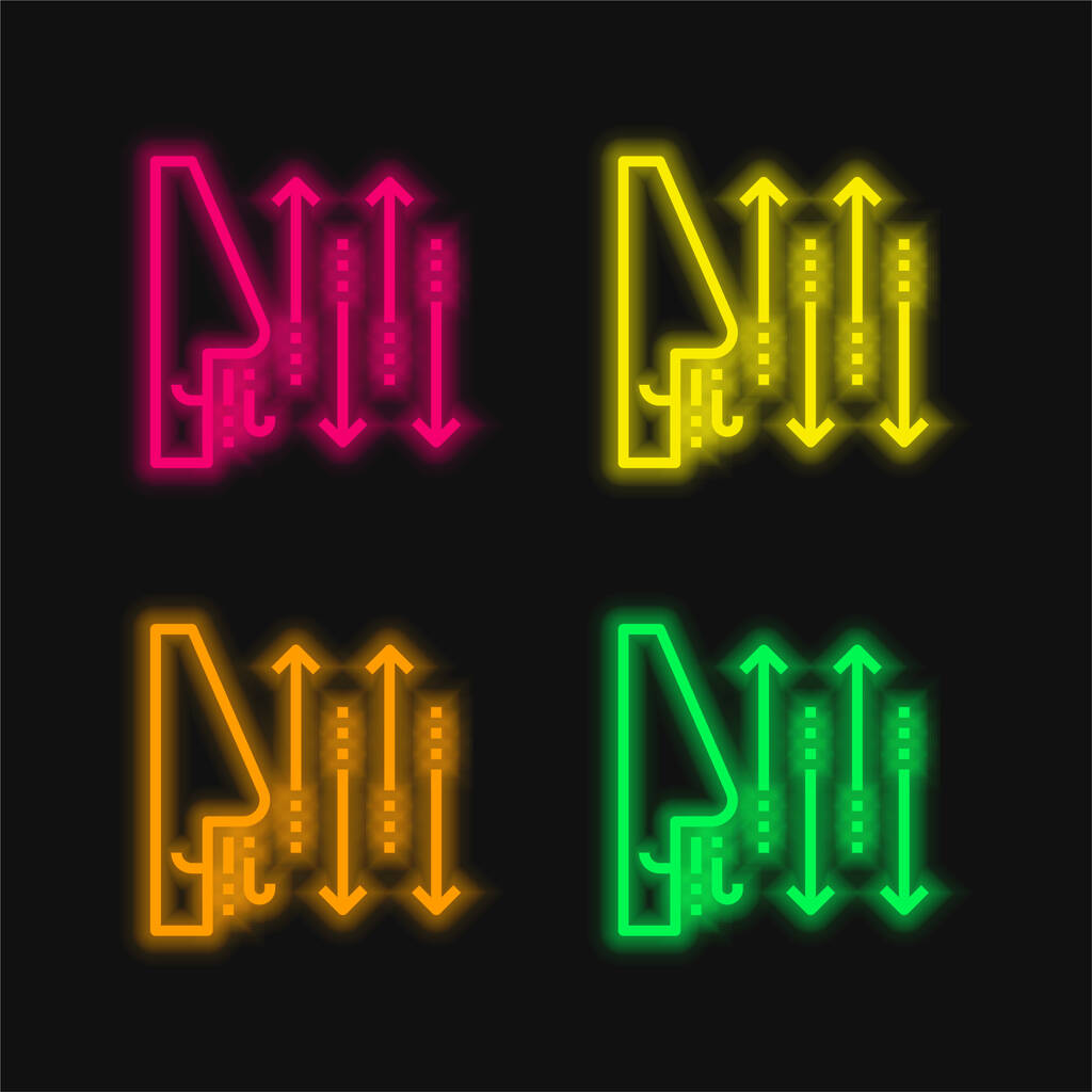 Respirazione quattro colori incandescente icona al neon vettore - Vettoriali, immagini
