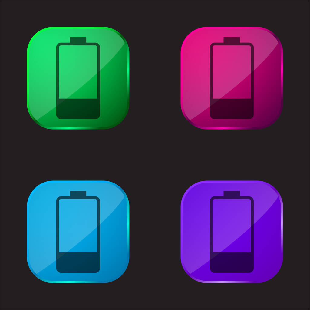 Battery four color glass button icon - Vector, Image